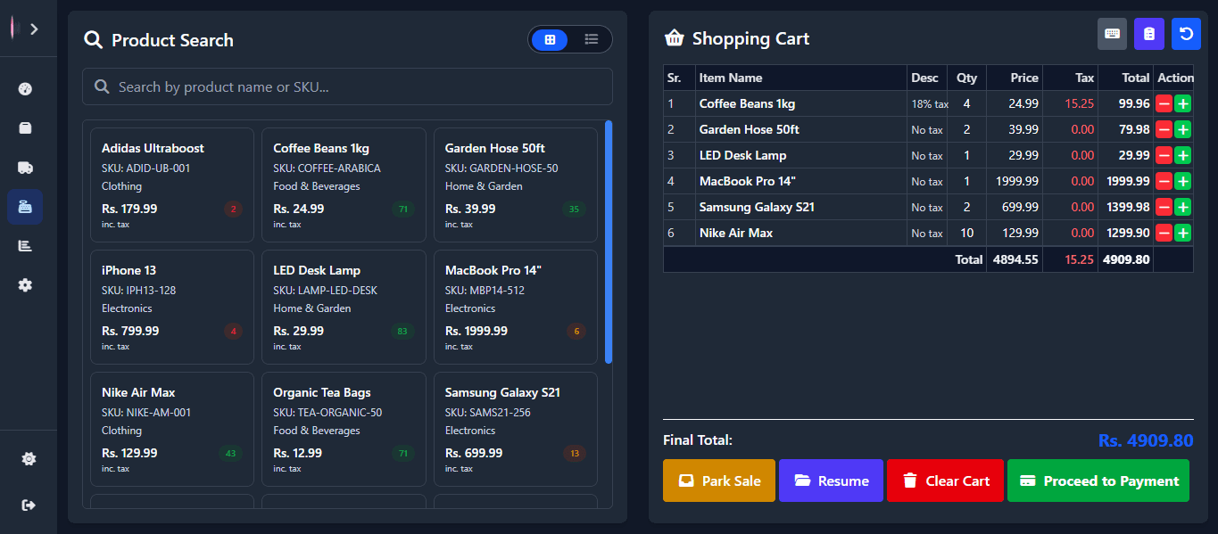 Cloud POS - Product search and shopping cart