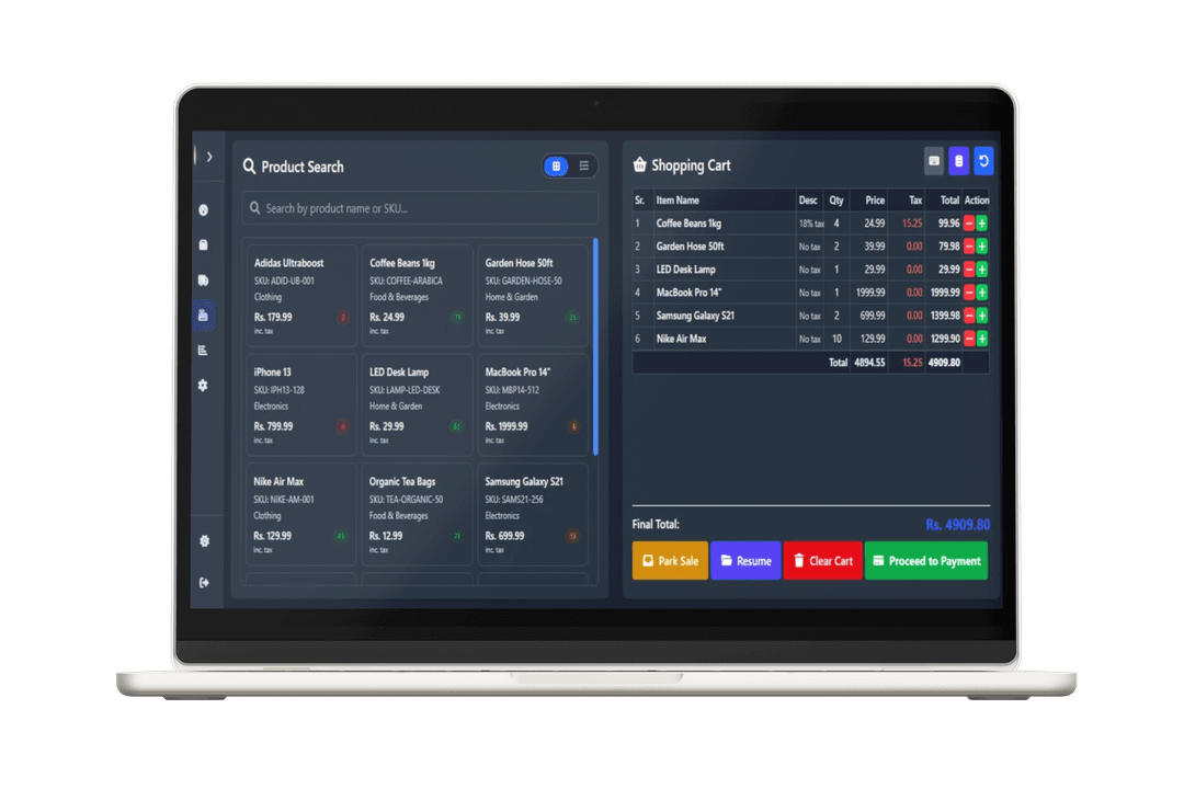 Cloud POS running on laptop